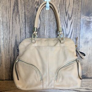 💛Y2K B.Makowsky💛Leather Tote Handbag in Beige